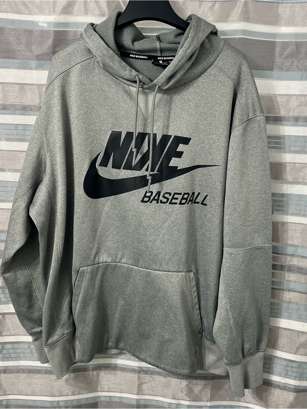 Nike Baseball Gray Performance Pullover Hoodie with Black Logo